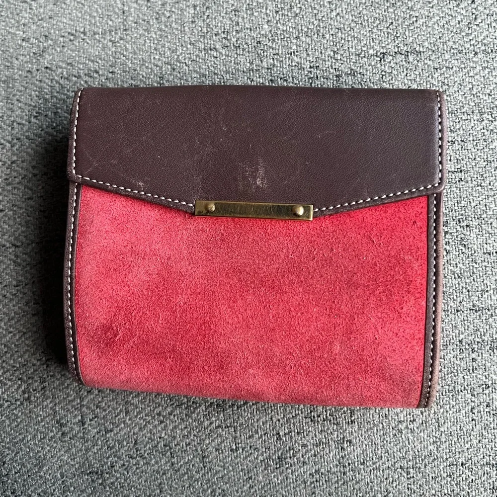 Loewe Amazona Vintage Anagram Suede bifold wallet.